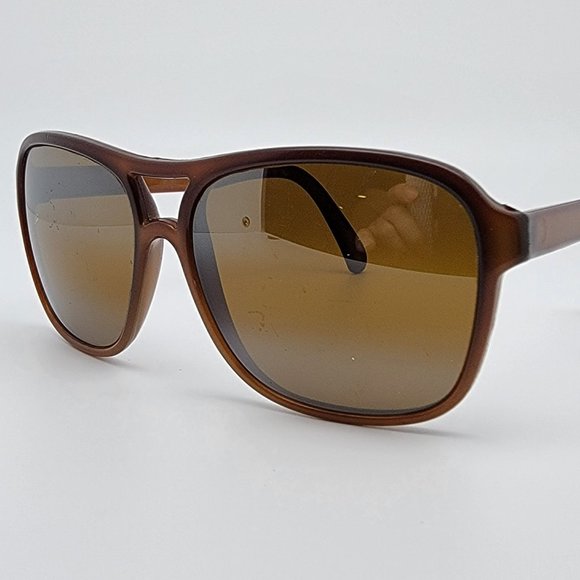 Bolle 553 Acrylex Brown Frame Dual Gradient Brown Mirror Lens Aviator Sunglasses